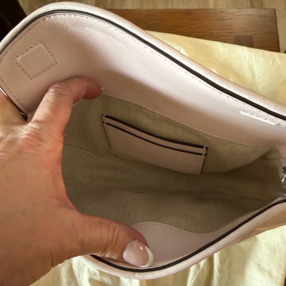 Tory Burch Pink Mini Fleming Crescent Bag. - Picture 3 of 5